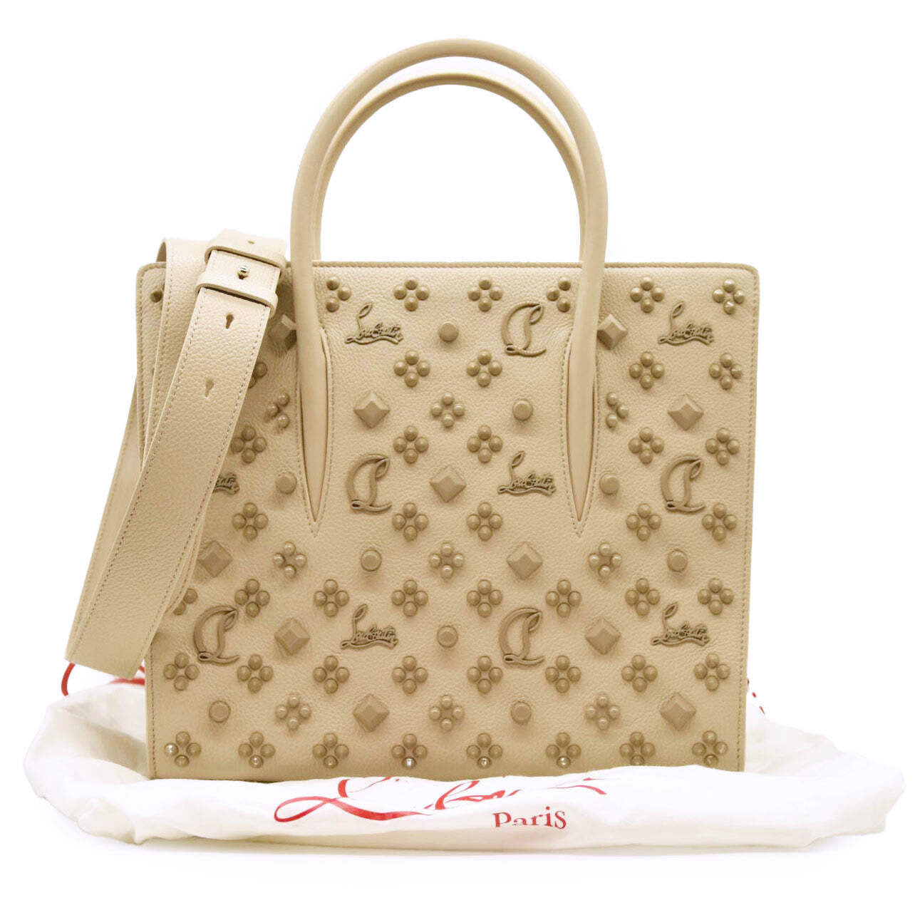 Christian Louboutin Women's Natural Medium Paloma Studded Leather Satchel