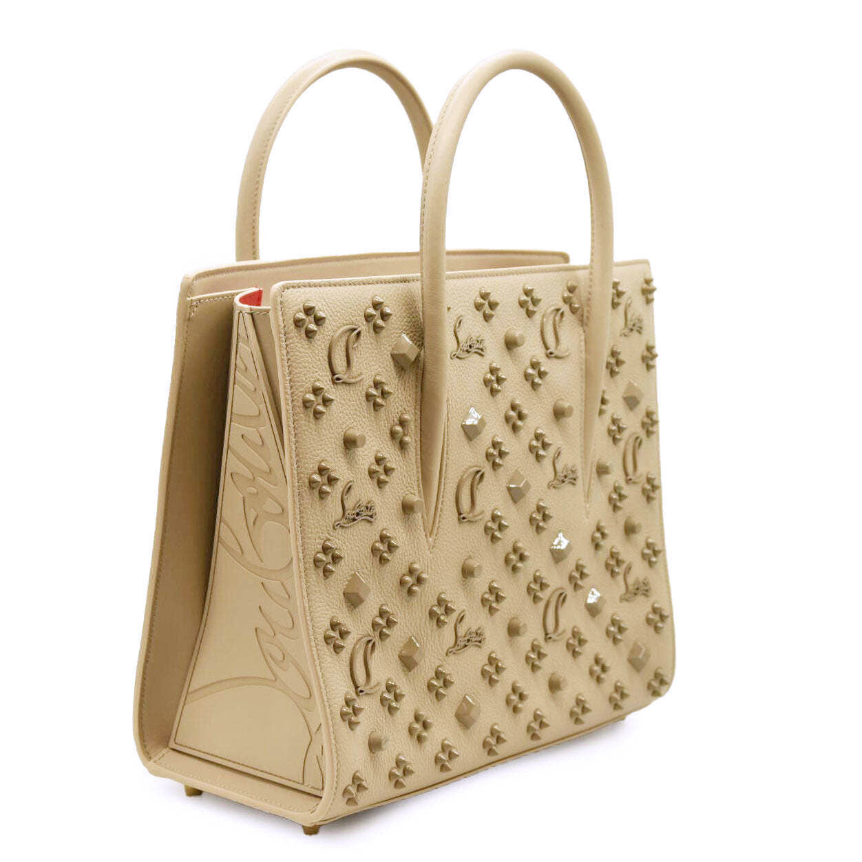 Christian Louboutin Women's Natural Medium Paloma Studded Leather Satchel
