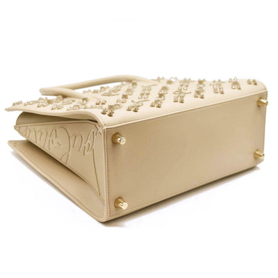 Christian Louboutin Women's Natural Medium Paloma Studded Leather Satchel