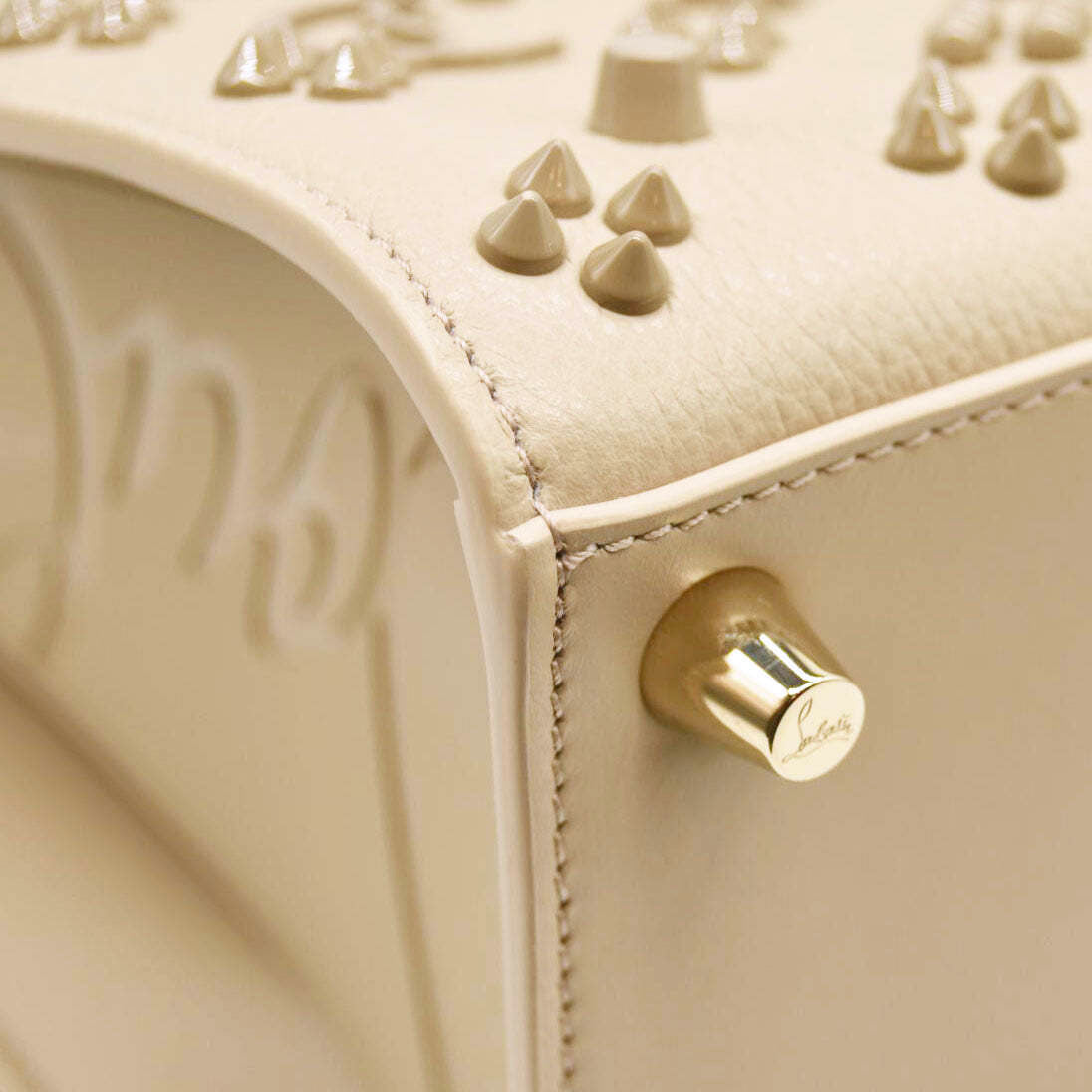 Christian Louboutin Women's Natural Medium Paloma Studded Leather Satchel