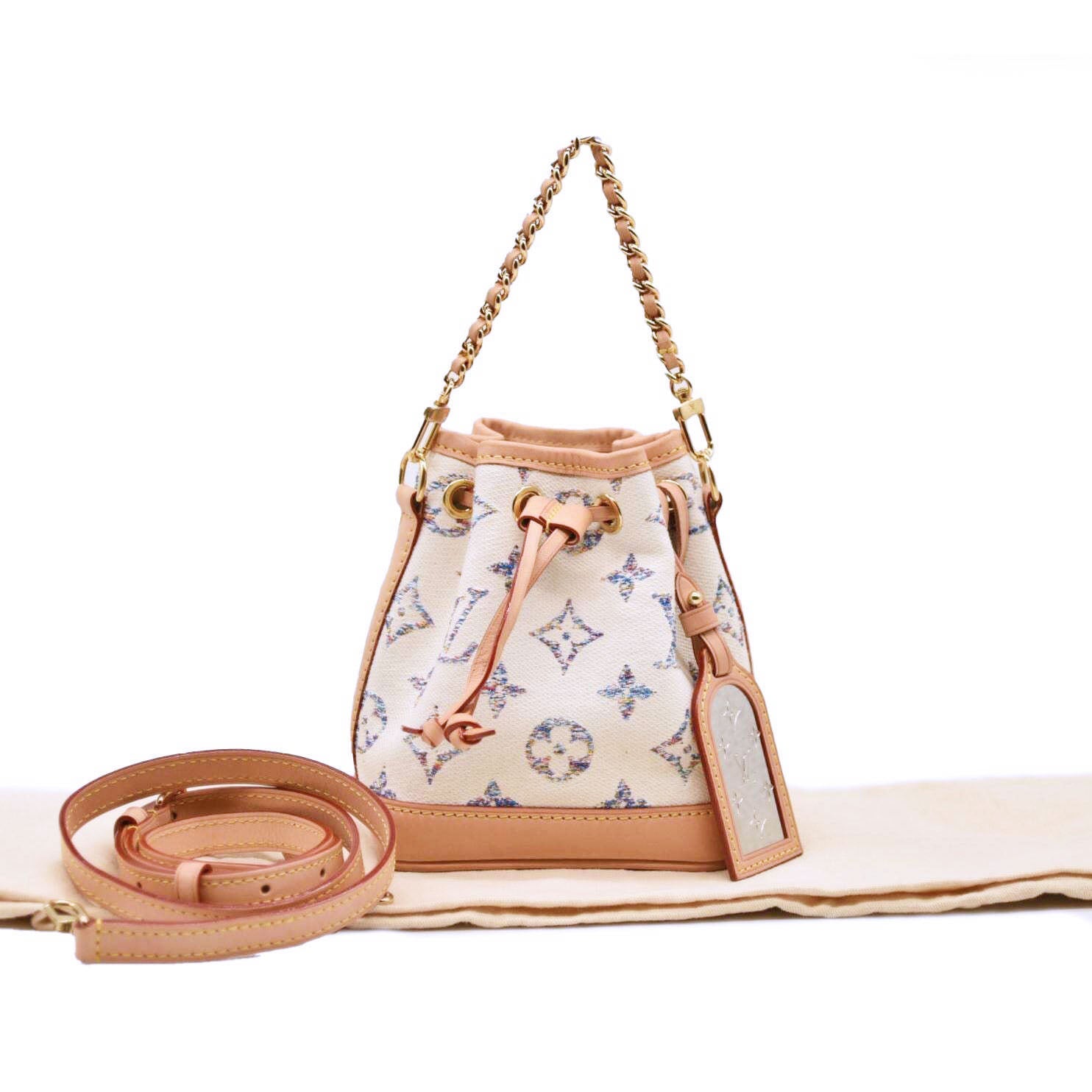 Louis Vuitton Monogram Jacquard -Tweed Nano Noé Multicolor White