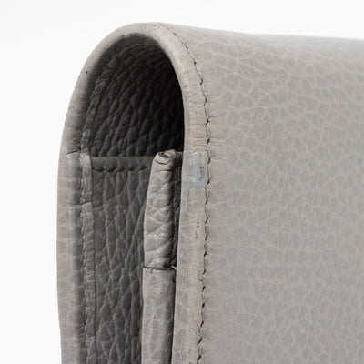 GUCCI Dollar Calfskin Enamel Mini GG Marmont Chain Wallet Grey