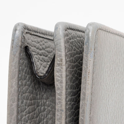 GUCCI Dollar Calfskin Enamel Mini GG Marmont Chain Wallet Grey