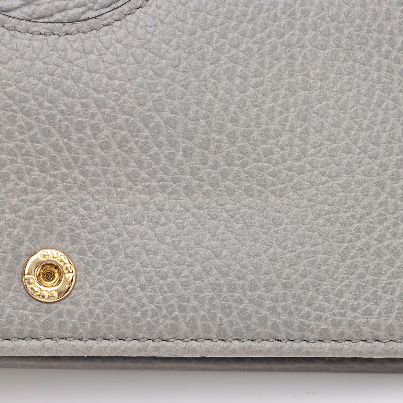 GUCCI Dollar Calfskin Enamel Mini GG Marmont Chain Wallet Grey