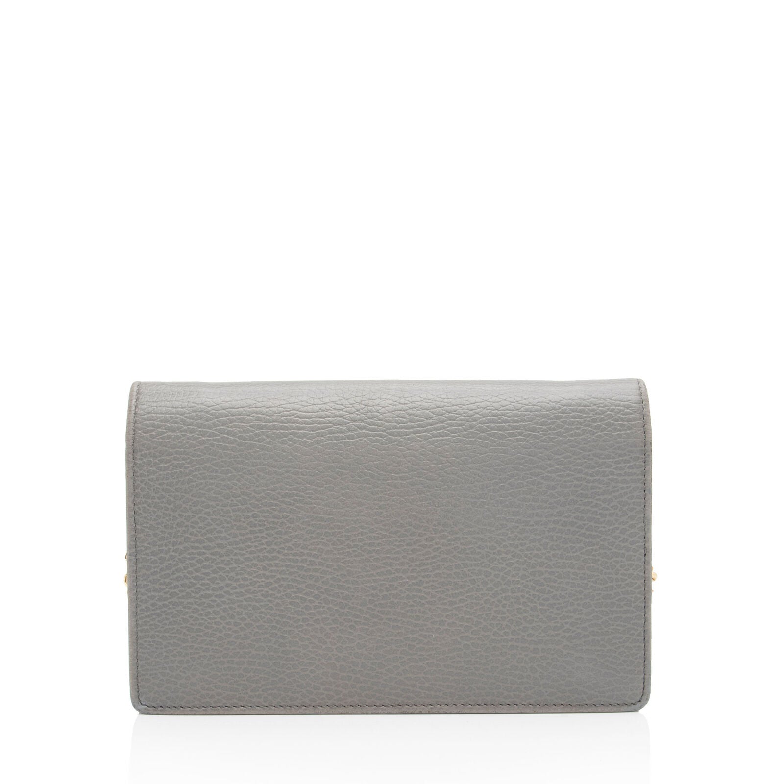 GUCCI Dollar Calfskin Enamel Mini GG Marmont Chain Wallet Grey