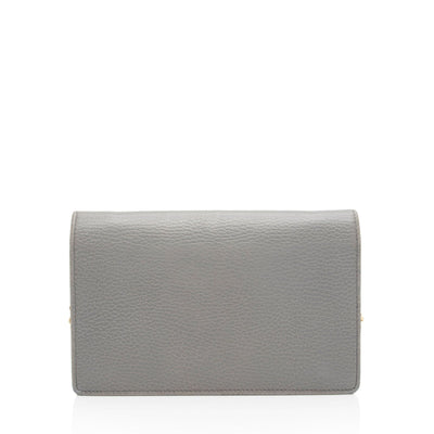 GUCCI Dollar Calfskin Enamel Mini GG Marmont Chain Wallet Grey