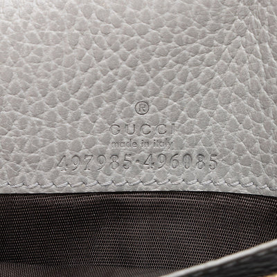 GUCCI Dollar Calfskin Enamel Mini GG Marmont Chain Wallet Grey