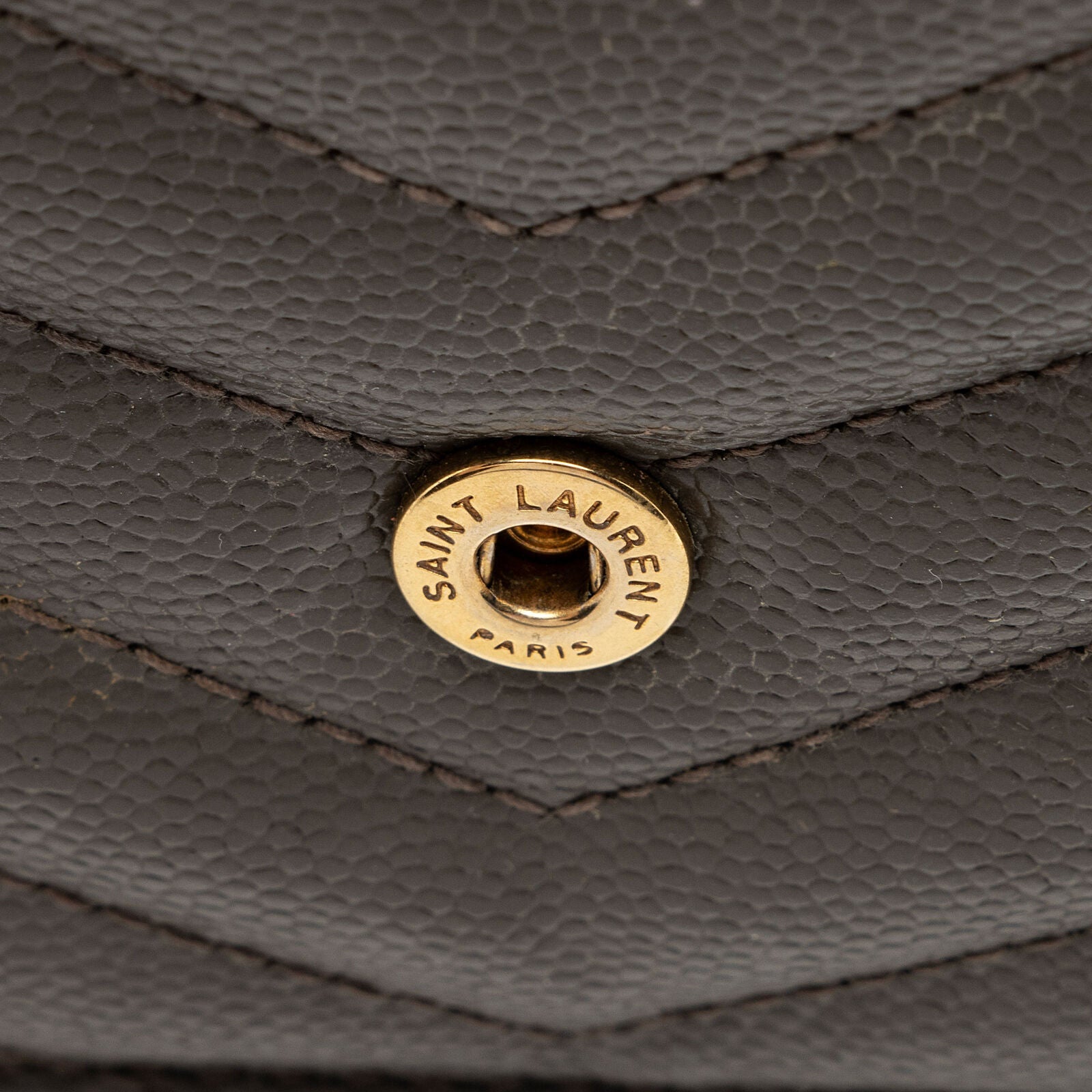 SAINT LAURENT Grain De Poudre Matelasse Chevron Monogram Chain Wallet Fog
