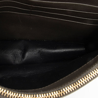 SAINT LAURENT Grain De Poudre Matelasse Chevron Monogram Chain Wallet Fog