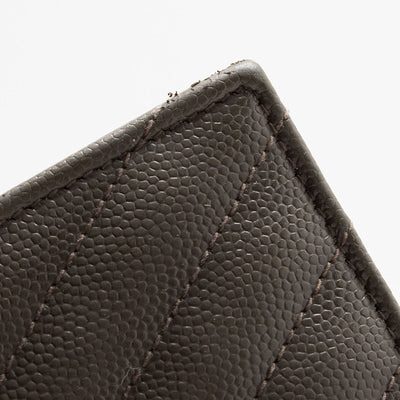 SAINT LAURENT Grain De Poudre Matelasse Chevron Monogram Chain Wallet Fog