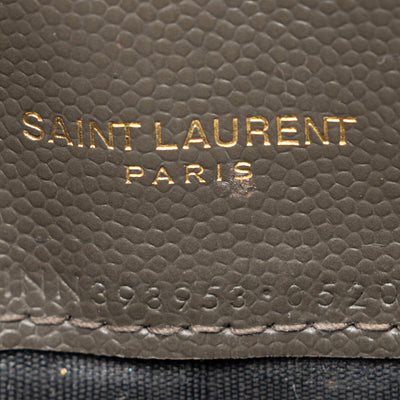 SAINT LAURENT Grain De Poudre Matelasse Chevron Monogram Chain Wallet Fog