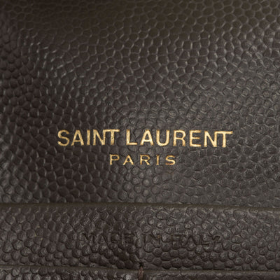 SAINT LAURENT Grain De Poudre Matelasse Chevron Monogram Chain Wallet Fog