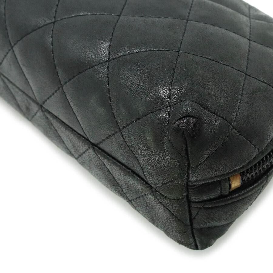 Pre-order Chanel Matelasse Cosmetic Pouch Black Leather Gold Heart Clover CoCo Mark