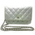 PRE-ORDER CHANEL Metallic Lambskin Quilted Wallet On Chain WOC Silver 15*