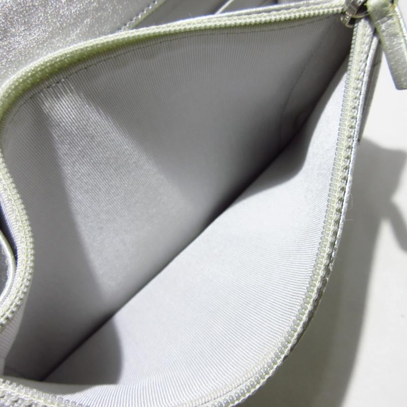 CHANEL Metallic Lambskin Quilted Wallet On Chain WOC Silver 15*