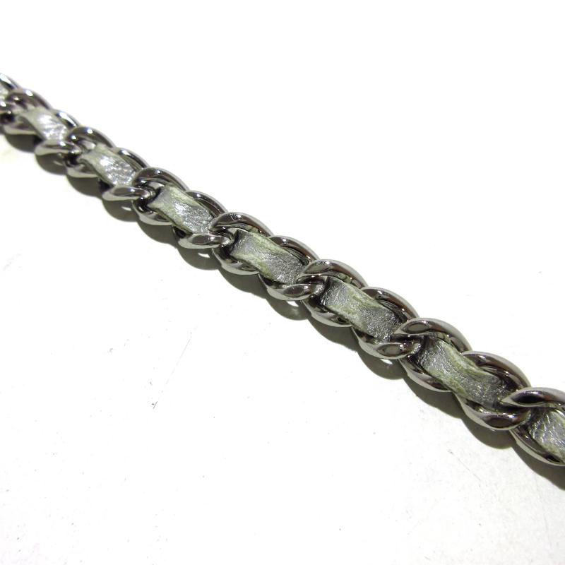 CHANEL Metallic Lambskin Quilted Wallet On Chain WOC Silver 15*