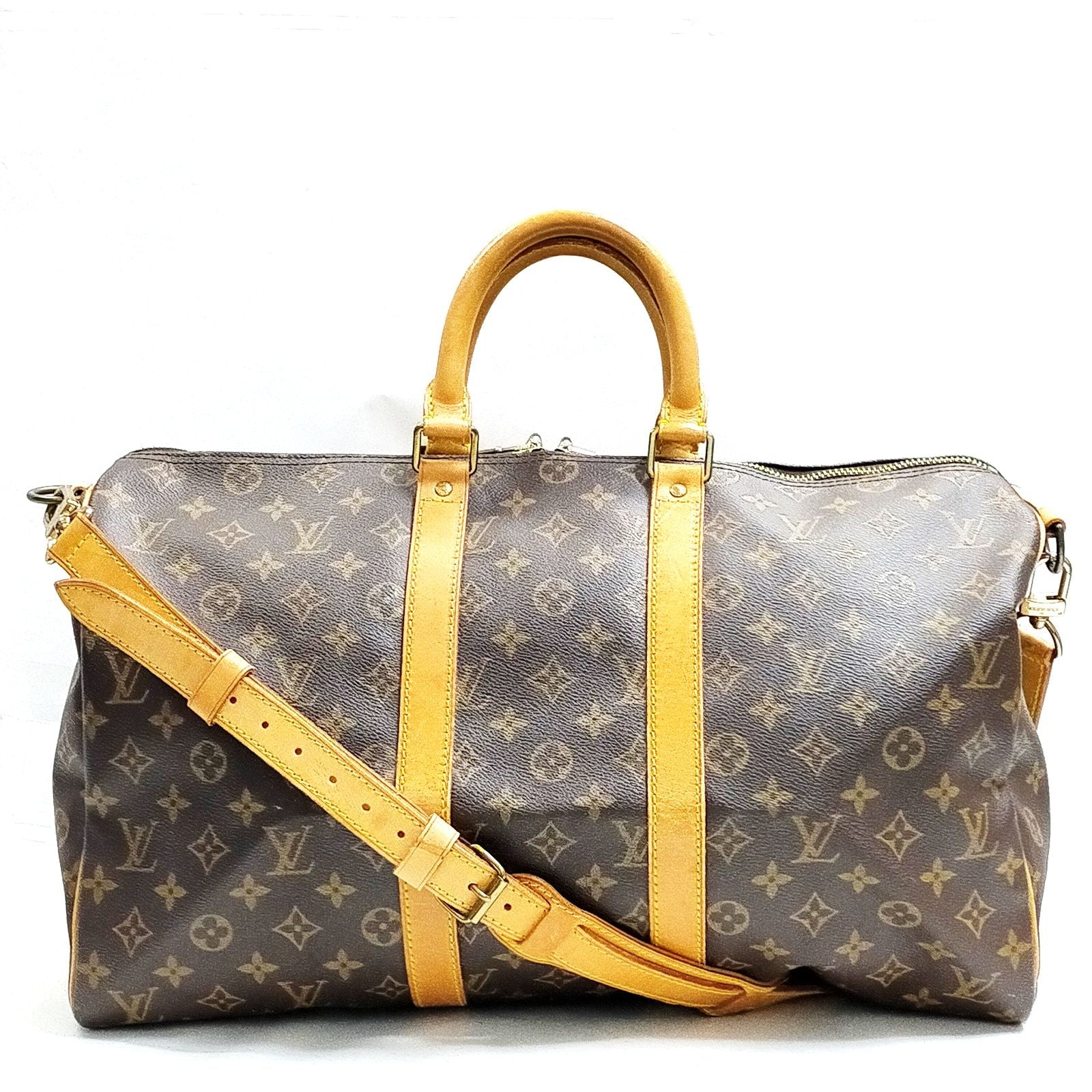 $2650 1991 Louis Vuitton LV Boston Bag Keepall Bandouliere 45 Brown Monogram MI0911