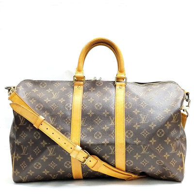 $2650 1991 Louis Vuitton LV Boston Bag Keepall Bandouliere 45 Brown Monogram MI0911