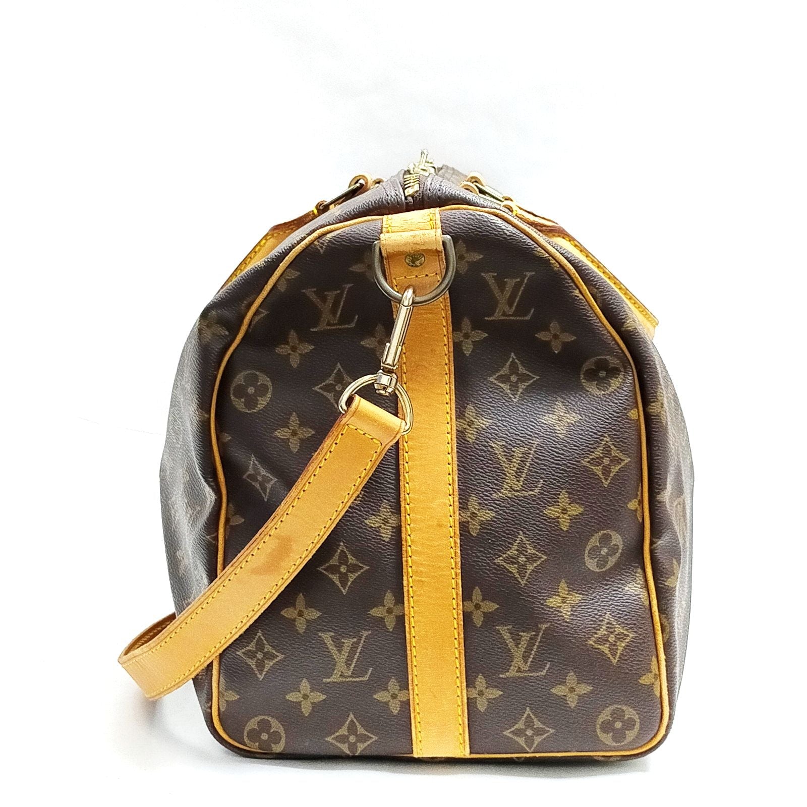 $2650 1991 Louis Vuitton LV Boston Bag Keepall Bandouliere 45 Brown Monogram MI0911