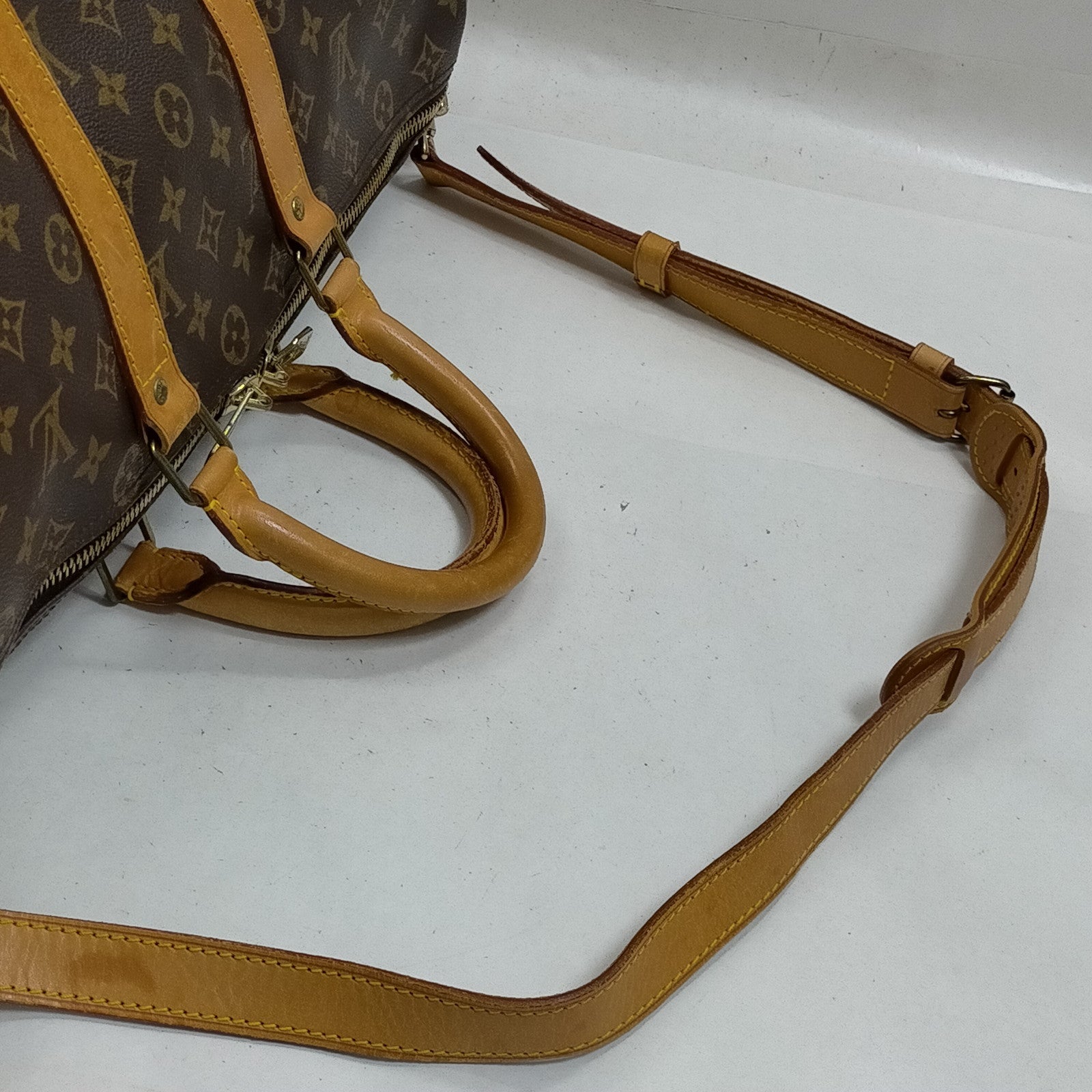 $2650 1991 Louis Vuitton LV Boston Bag Keepall Bandouliere 45 Brown Monogram MI0911