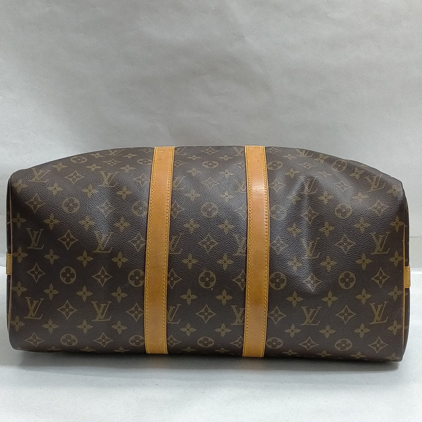 $2650 1991 Louis Vuitton LV Boston Bag Keepall Bandouliere 45 Brown Monogram MI0911