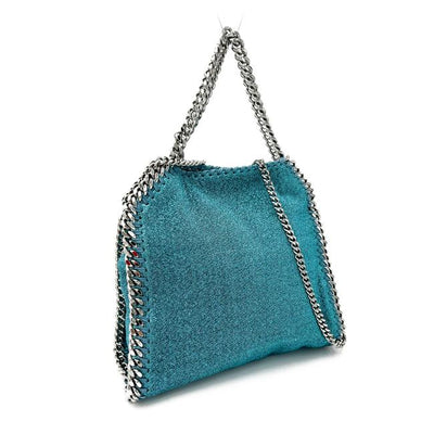 NEW $1290 Stella McCartney Teal Mini Falabella Metallic Blue Faux Leather Cross Body Bag