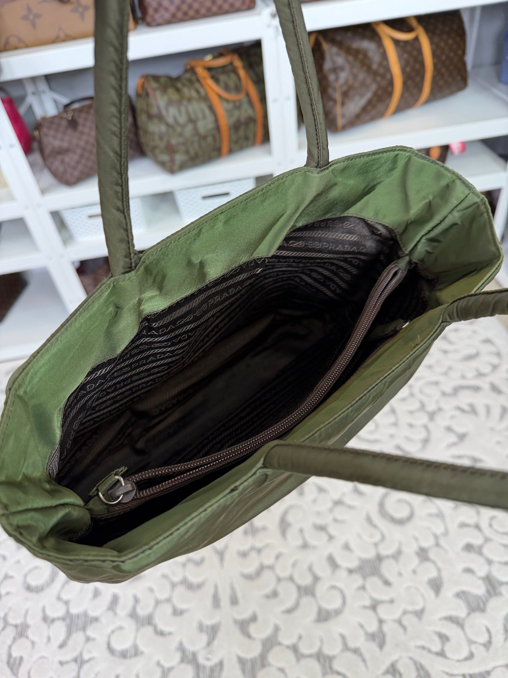 $1200 Prada Tessuto Nylon Top Handle Bag