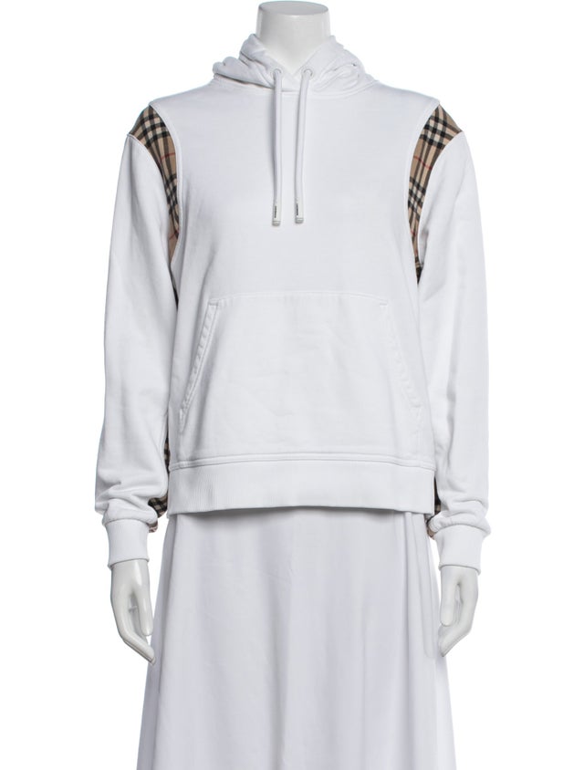 $680 Burberry Plaid Print Crew Neck Hoodie Small Womens