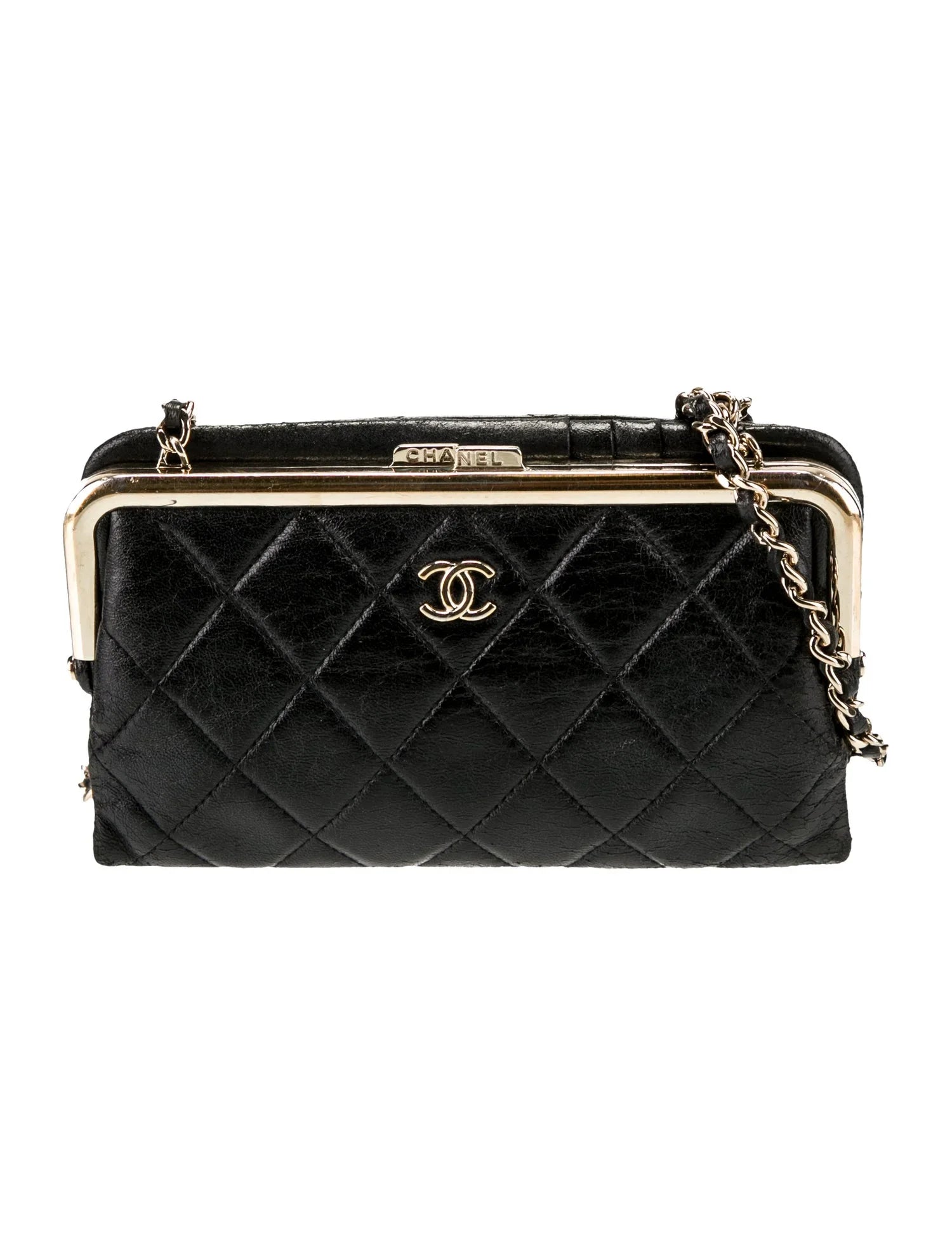 Chanel Quilted Frame Clutch With Chain