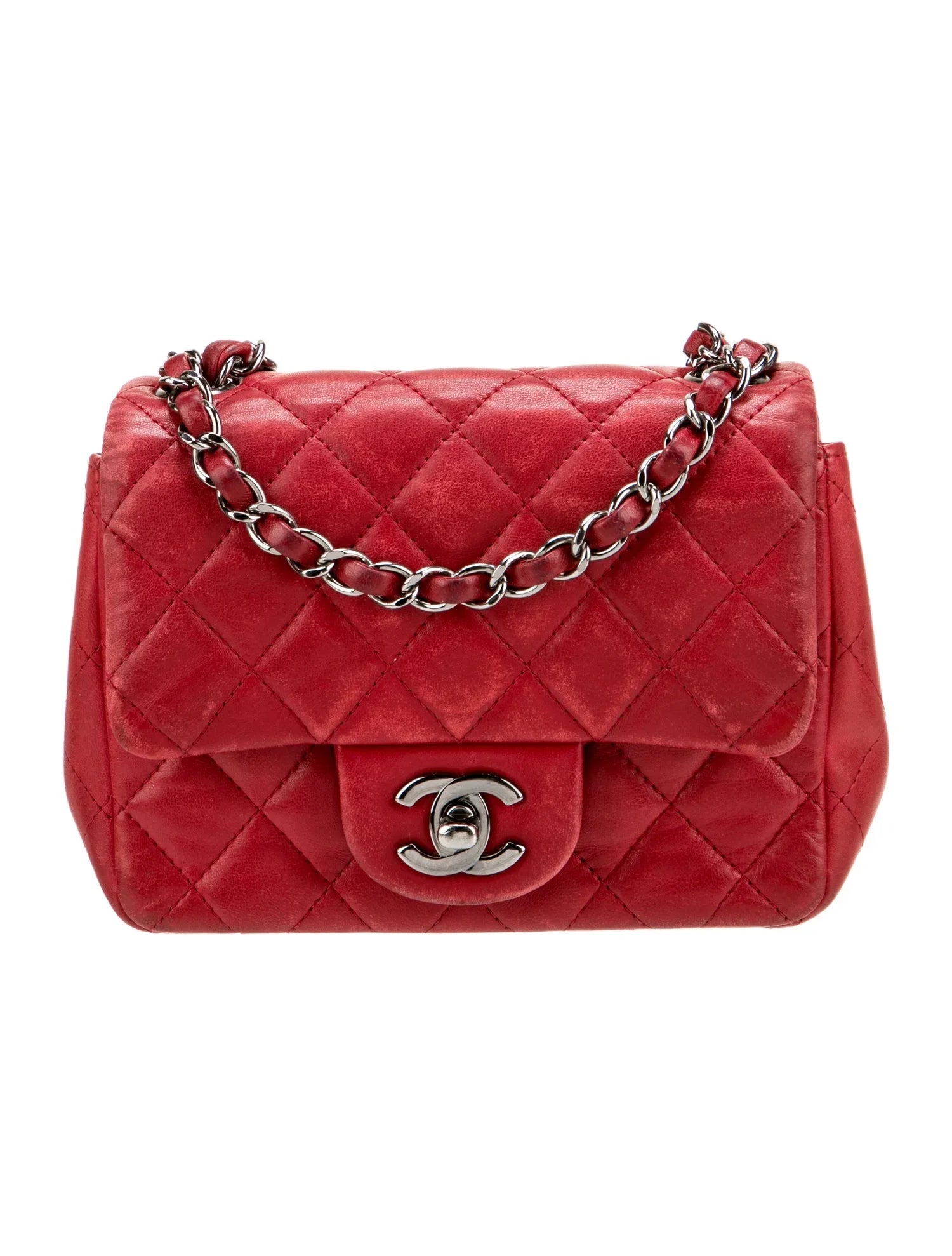 $5200 Chanel Classic Mini Square Flap Bag Red