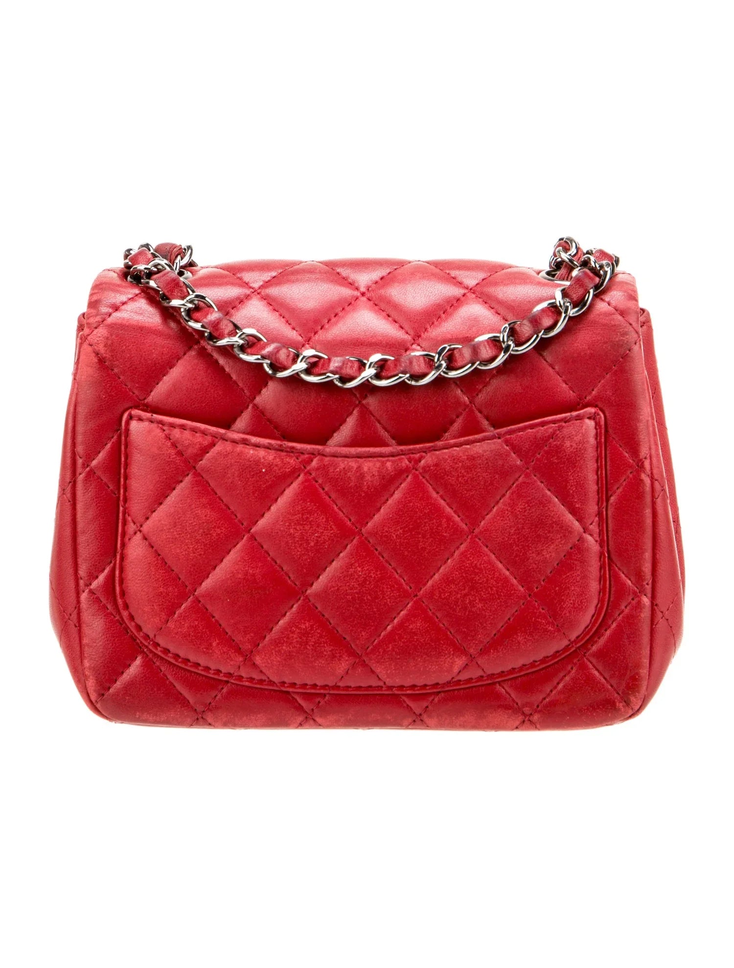 $5200 Chanel Classic Mini Square Flap Bag Red