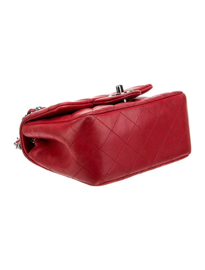 $5200 Chanel Classic Mini Square Flap Bag Red