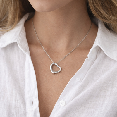 $625 Tiffany & Co. Elsa Peretti 16 mm Open Heart Pendant Sterling Silver Medium 925