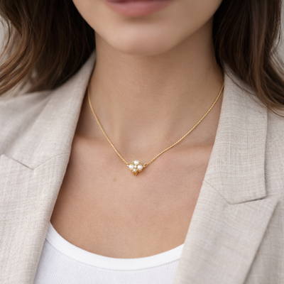 $400 Dior Vintage Faux Pearl and Crystal Pendant Necklace