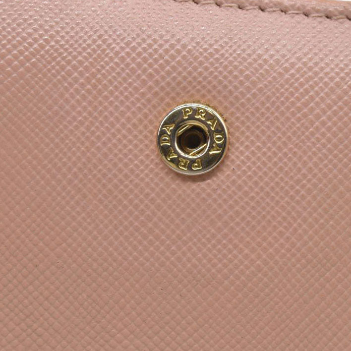 PRADA Logo Saffiano Leather Bifold Wallet Purse Pink