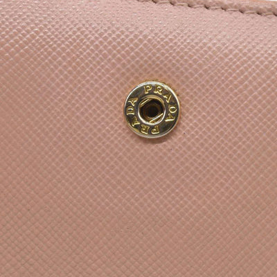 PRADA Logo Saffiano Leather Bifold Wallet Purse Pink