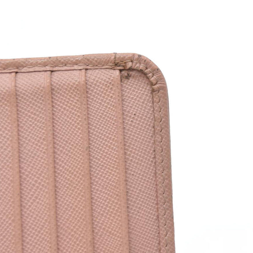 PRADA Logo Saffiano Leather Bifold Wallet Purse Pink