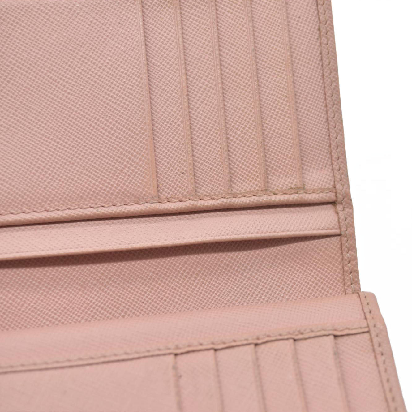 PRADA Logo Saffiano Leather Bifold Wallet Purse Pink