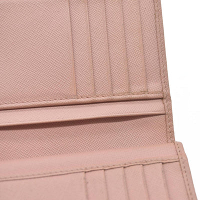 PRADA Logo Saffiano Leather Bifold Wallet Purse Pink
