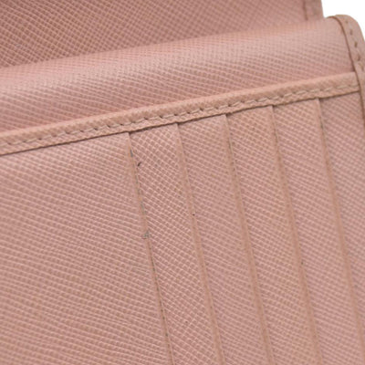 PRADA Logo Saffiano Leather Bifold Wallet Purse Pink