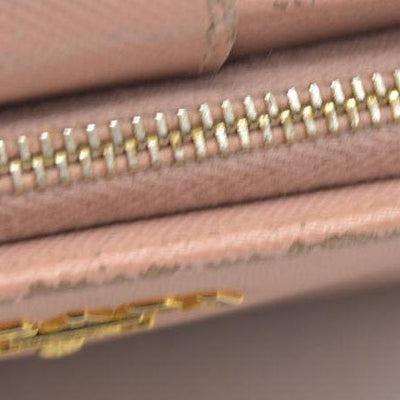 PRADA Logo Saffiano Leather Bifold Wallet Purse Pink