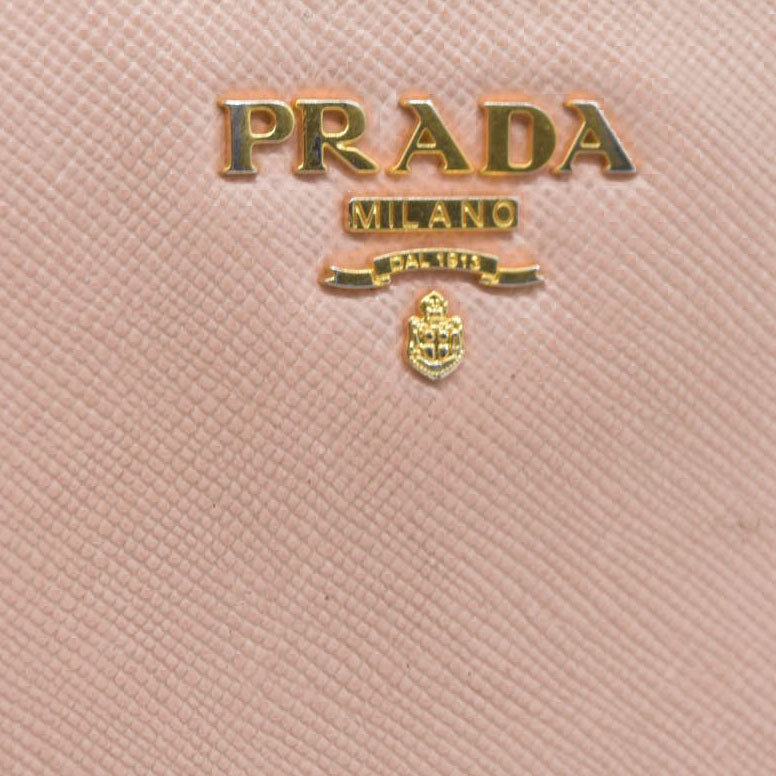 PRADA Logo Saffiano Leather Bifold Wallet Purse Pink