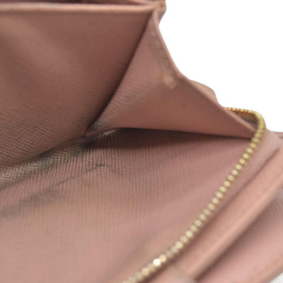 PRADA Logo Saffiano Leather Bifold Wallet Purse Pink