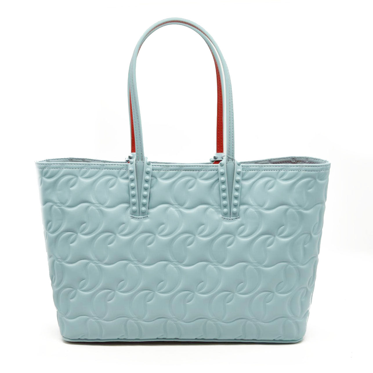 CHRISTIAN LOUBOUTIN NAPPA EMBOSSED EAST WEST CABATA TOTE MINERAL