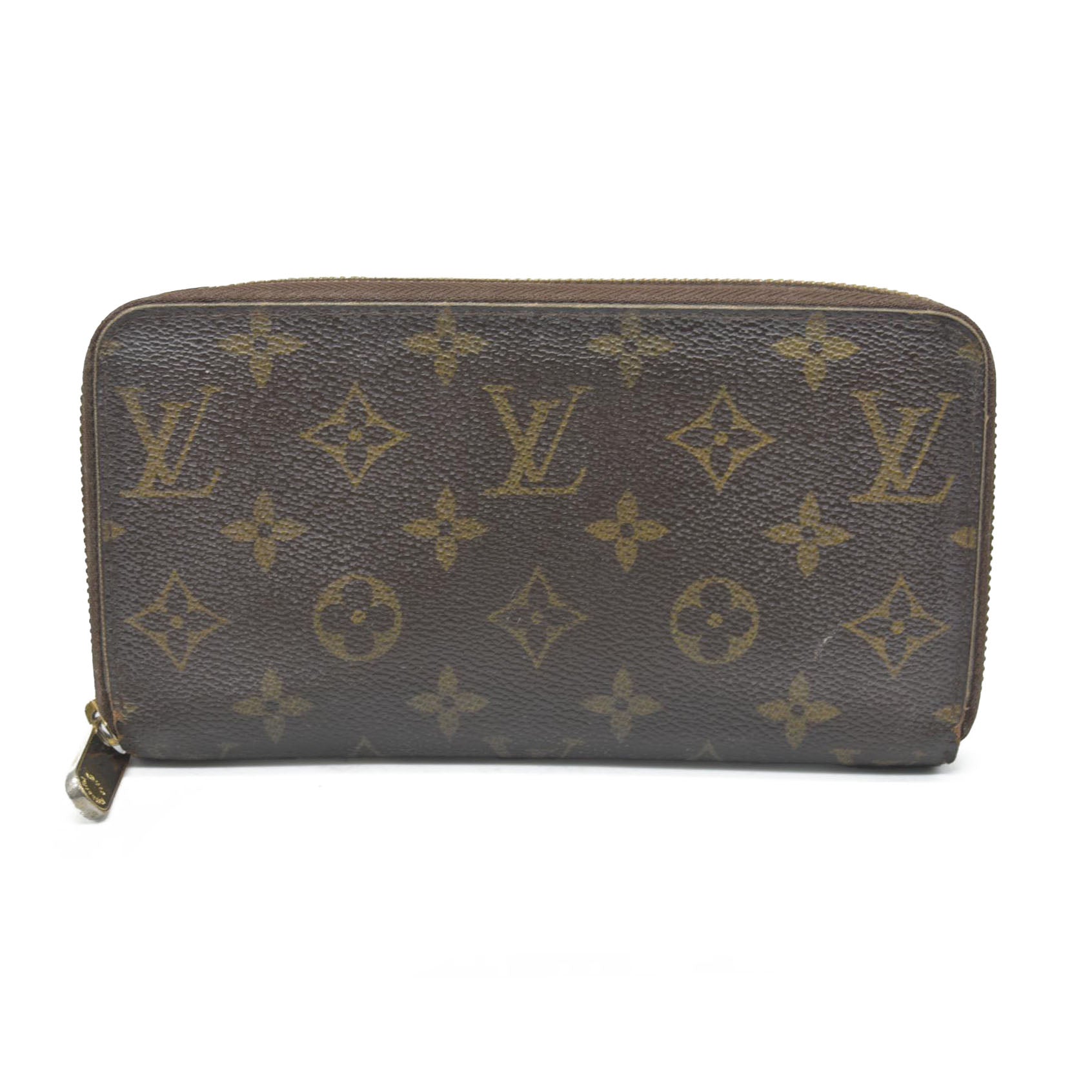 $915 Louis Vuitton Monogram Zippy Zip Around Long Wallet Purse Brown CA4078