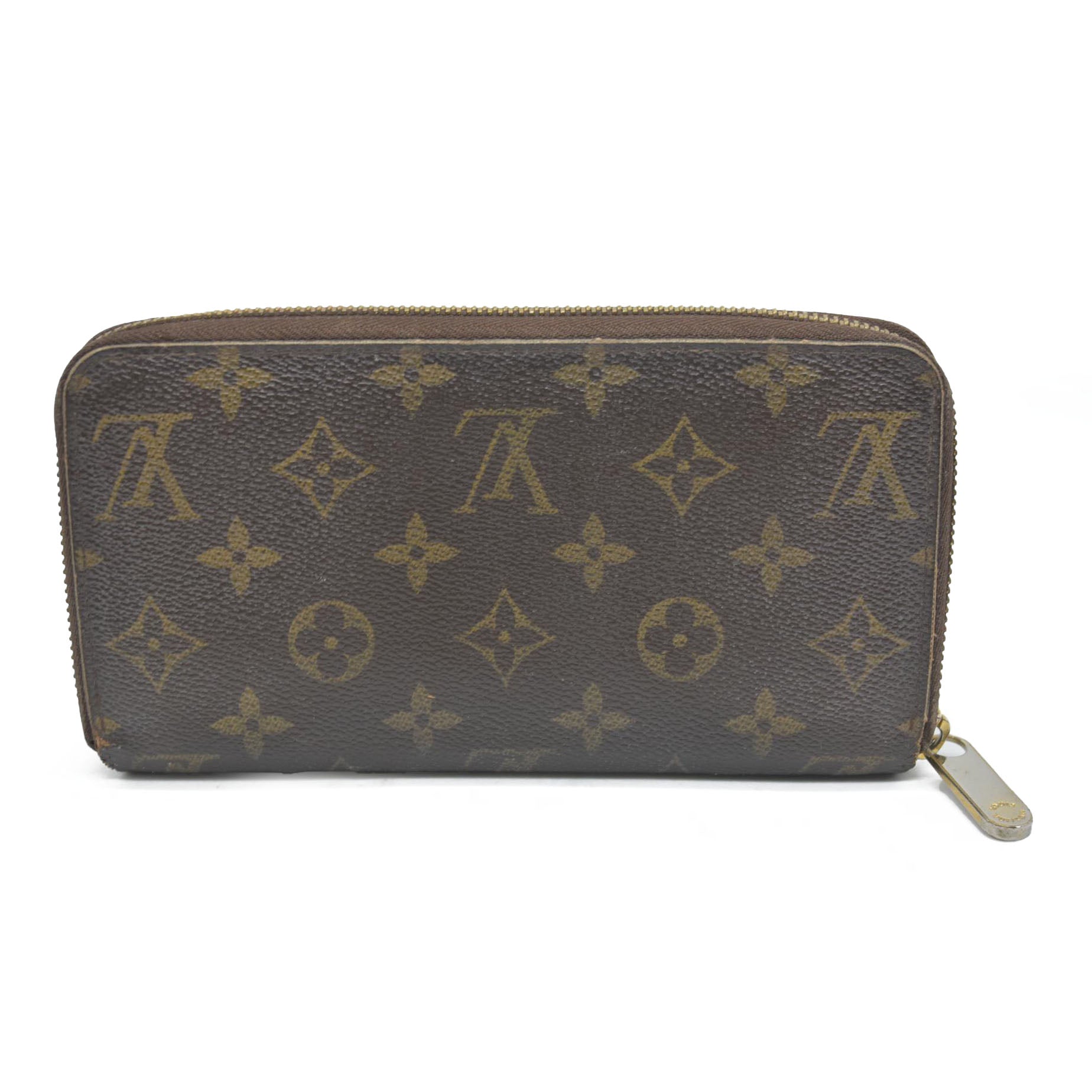 $915 Louis Vuitton Monogram Zippy Zip Around Long Wallet Purse Brown CA4078