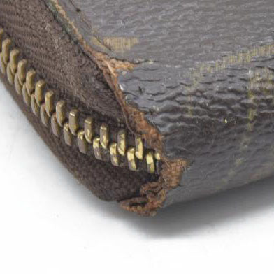 $915 Louis Vuitton Monogram Zippy Zip Around Long Wallet Purse Brown CA4078