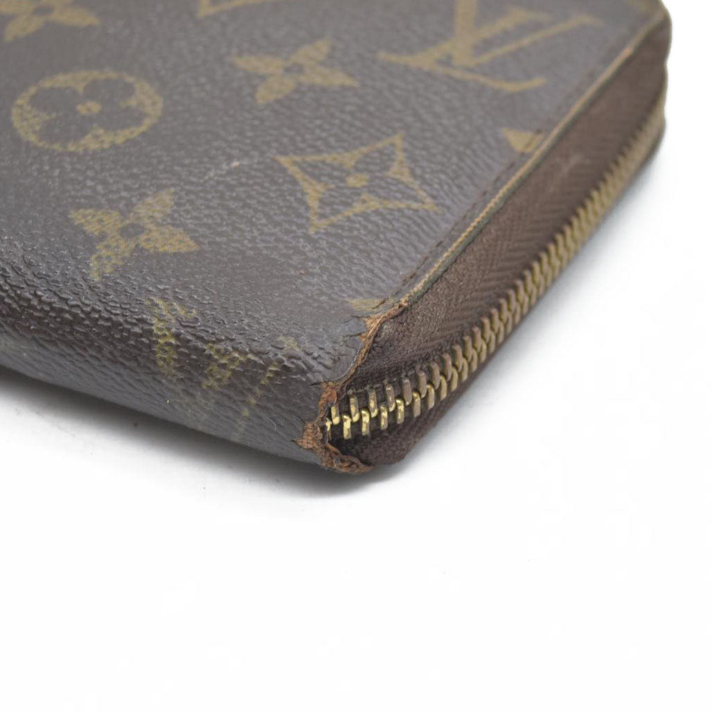 $915 Louis Vuitton Monogram Zippy Zip Around Long Wallet Purse Brown CA4078