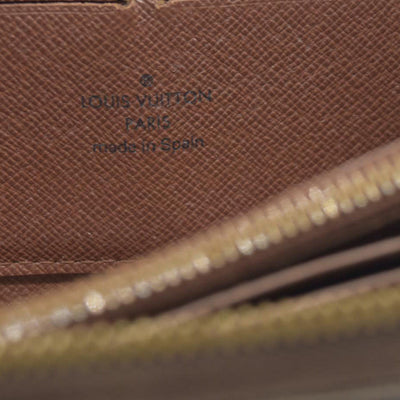 $915 Louis Vuitton Monogram Zippy Zip Around Long Wallet Purse Brown CA4078