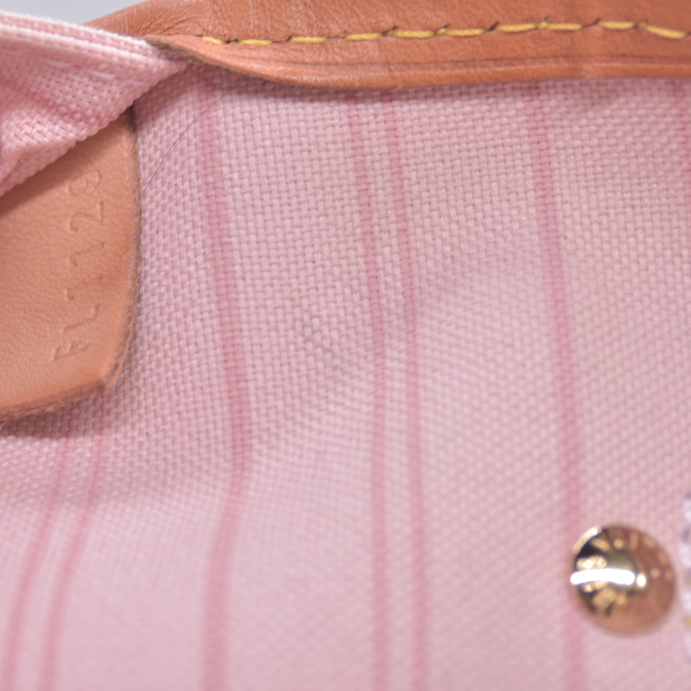 $2240 2019 Louis Vuitton Damier Azur Neo Neverfull MM Rose Ballerine FL0169